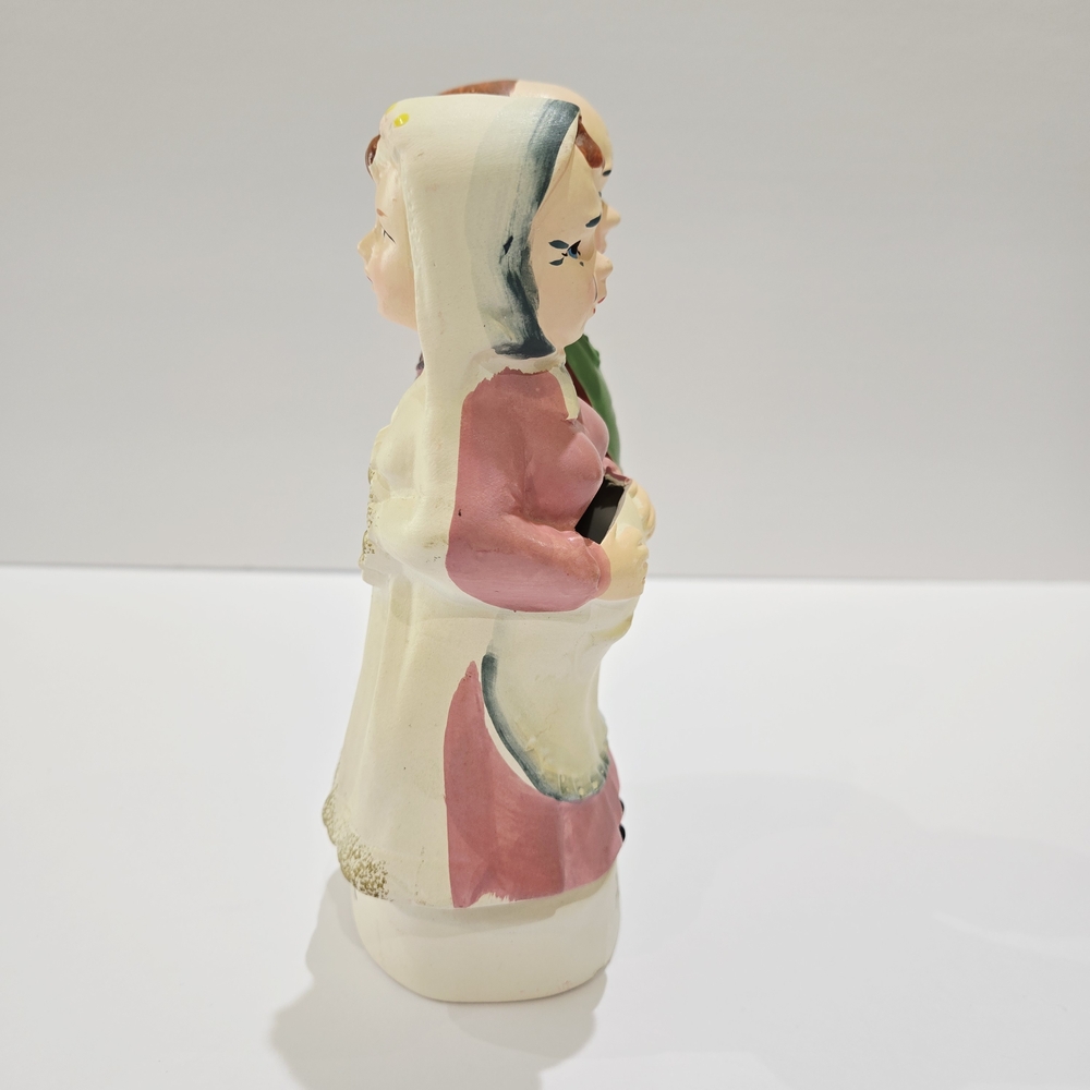 Vintage Before & After Bride & Groom Ceramic Bank Cake Topper Japan 6.5" Cute! - Picture 2 of 7